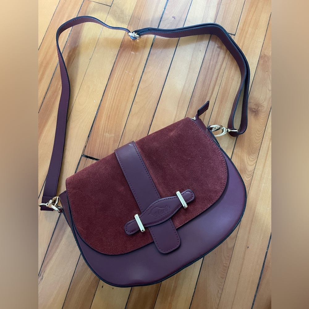 Leather and Suede Burgundy Bag